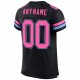Custom Black Pink-Light Blue Mesh Authentic Football Jersey